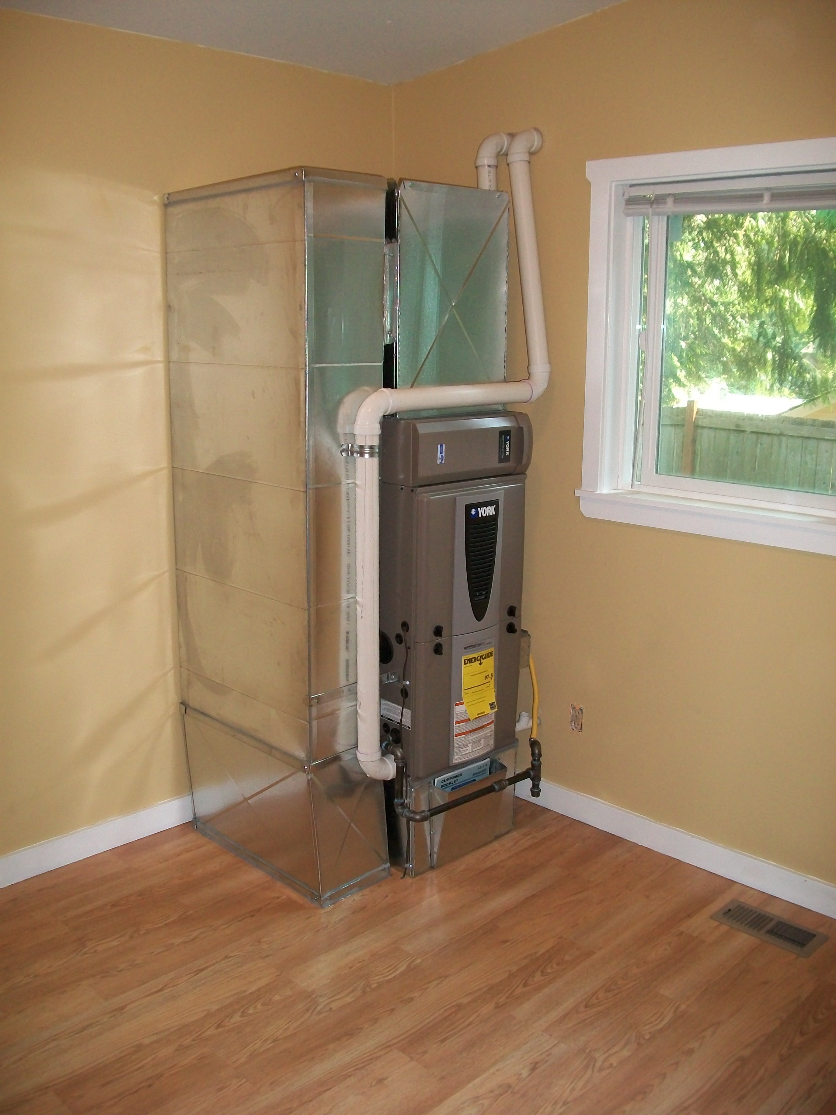 High-efficiency natural gas furnace installation
