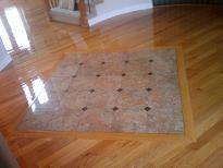 Oak with tile inlay.