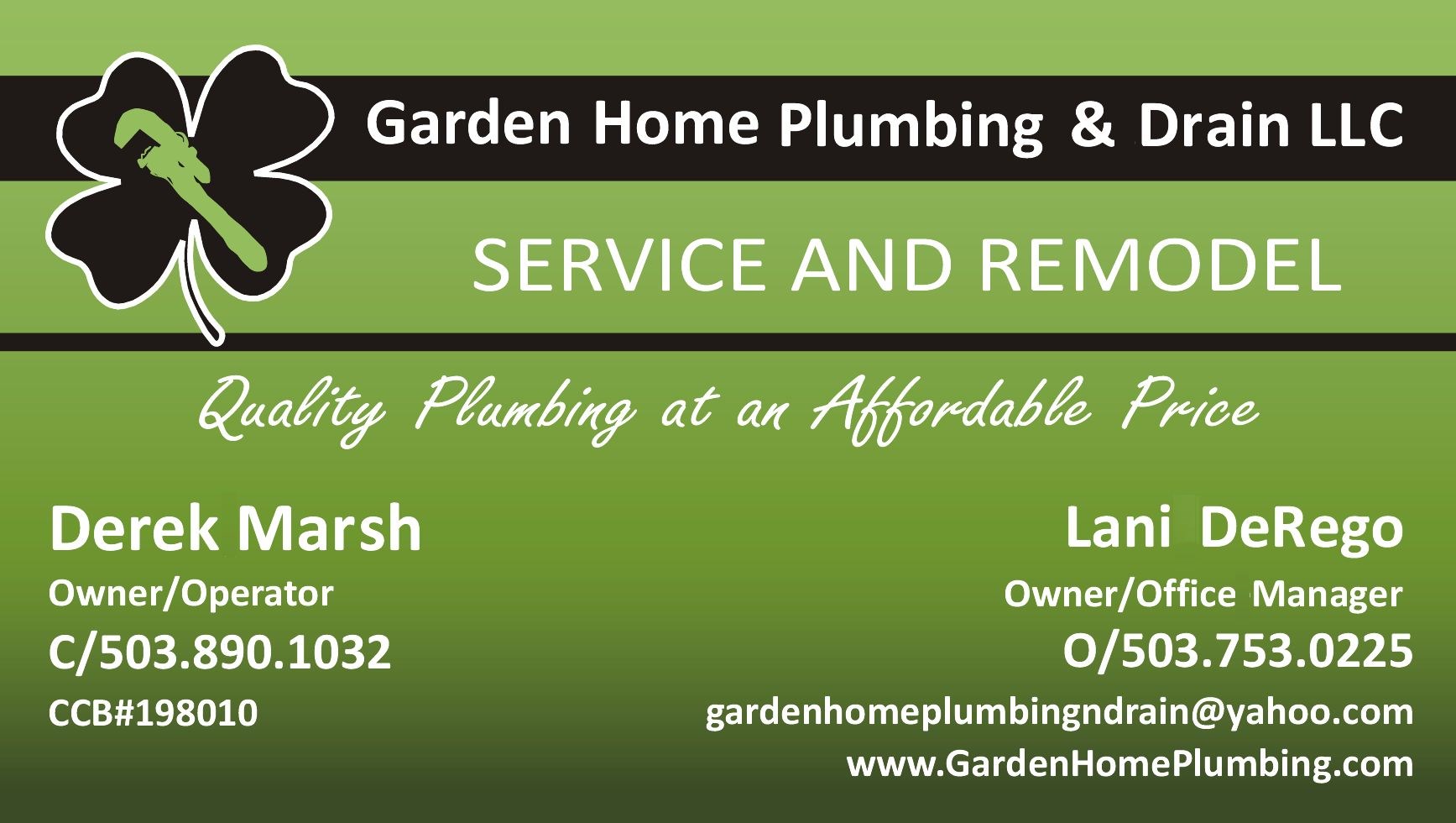 Logo for Garden Home Plumbing & Drain