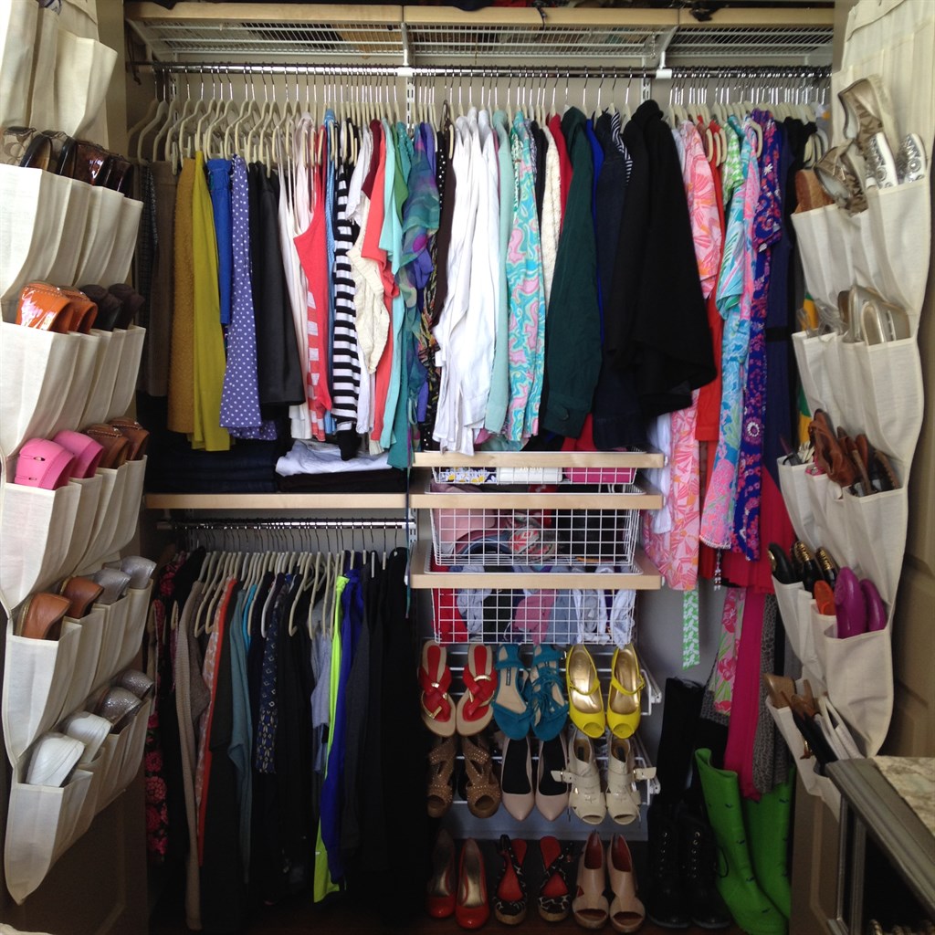 small closet (dorm or first apartment)