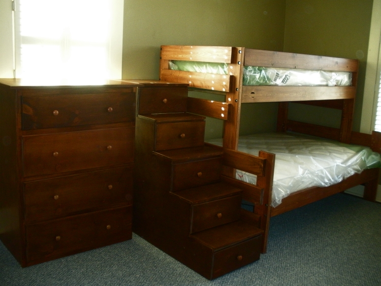 Bedroom suite, twin over full, staircase unit, dresser