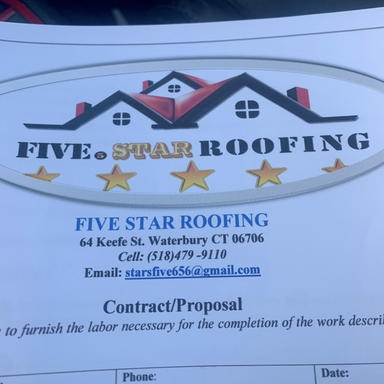 Five Star Roofing logo