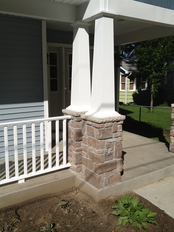 Pillar casings and railings.