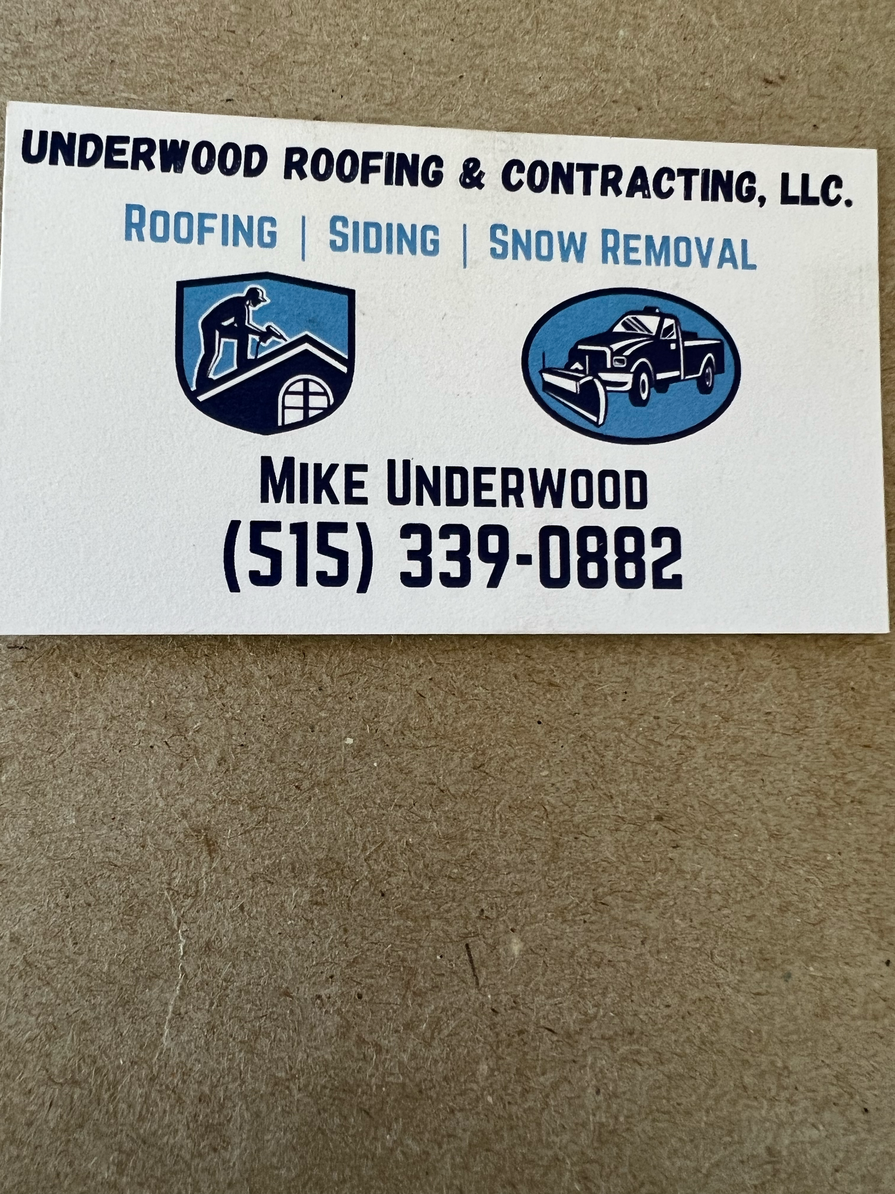 Logo for underwood roofing and contracting llc