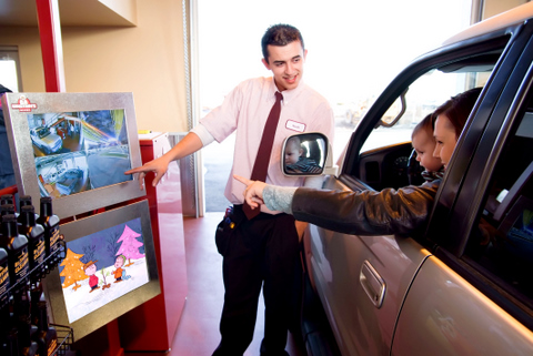 Stay in your car and watch your service performed live on TV!