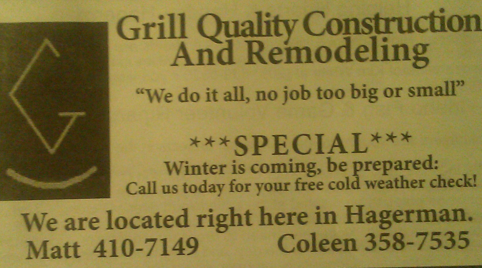 Grill Quality Construction and Remodeling logo