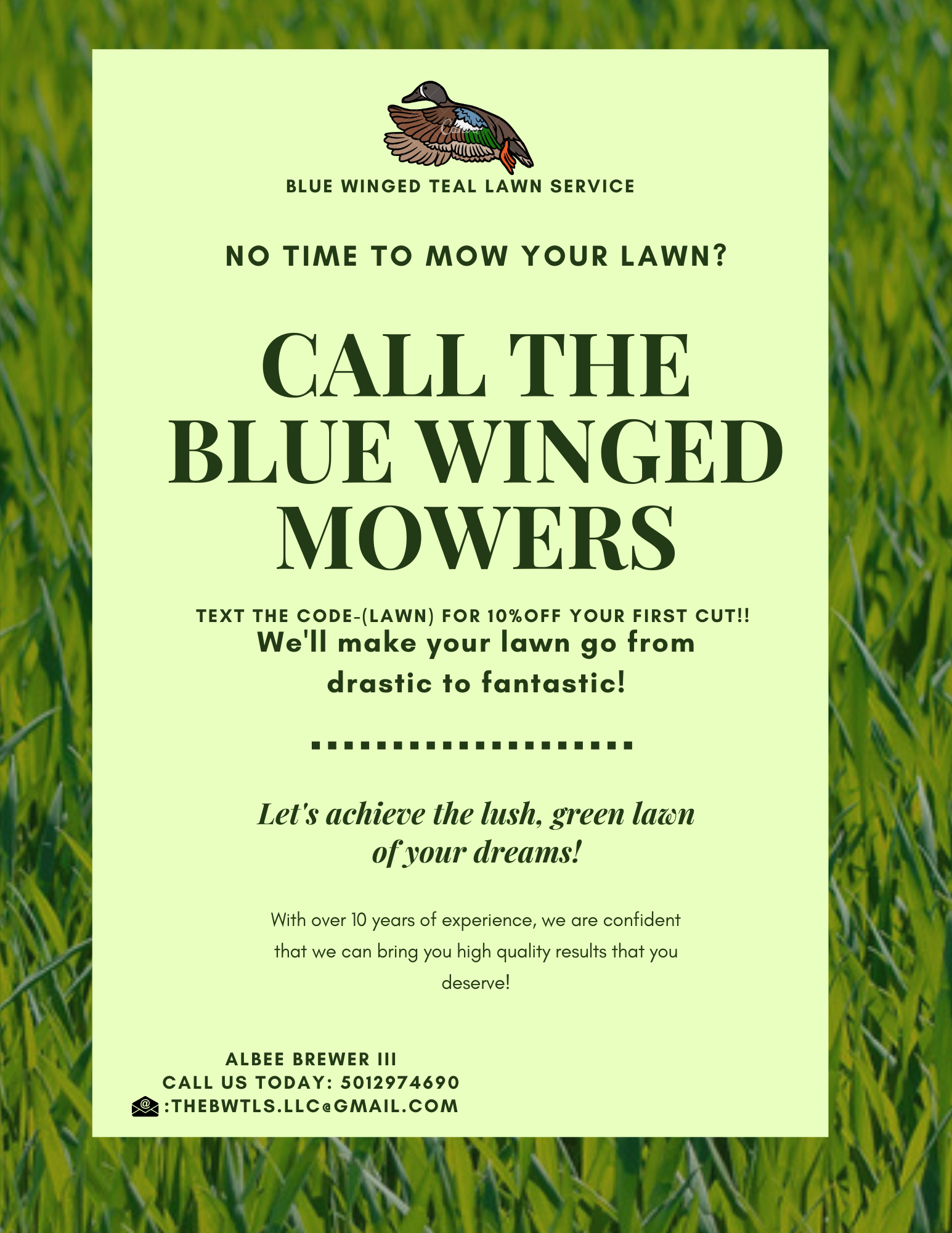 Avatar for Blue Winged Teal Lawn Service