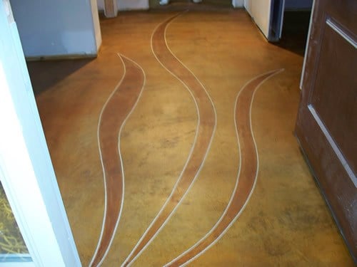 Stained floor with tulip leaves