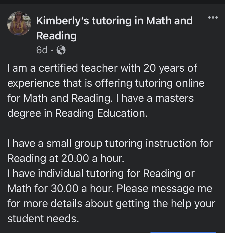 Kimberly Tutoring in Math and Reading K-5 logo