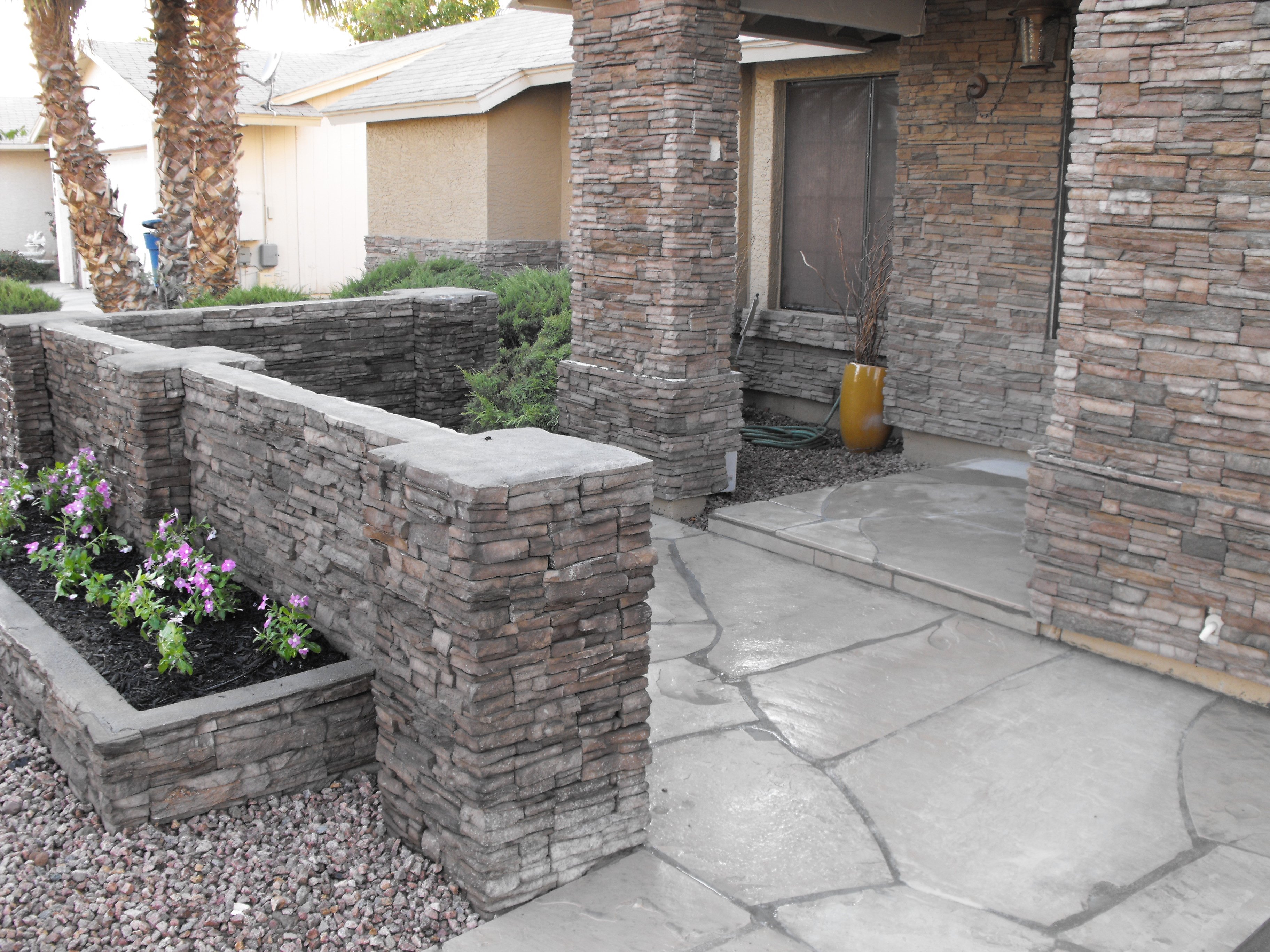 Planter, Flagstone & Wall