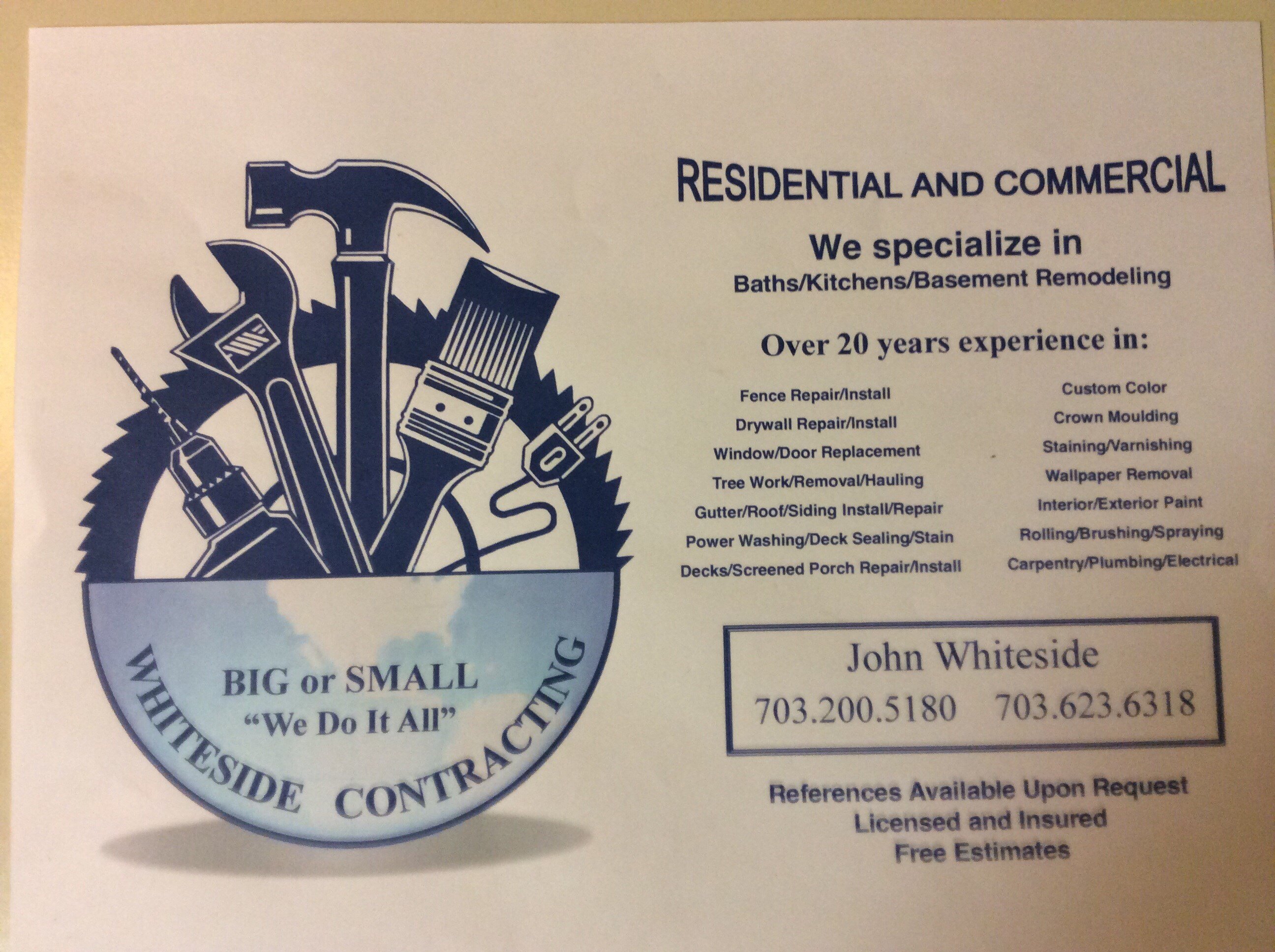 Logo for Whiteside Contracting