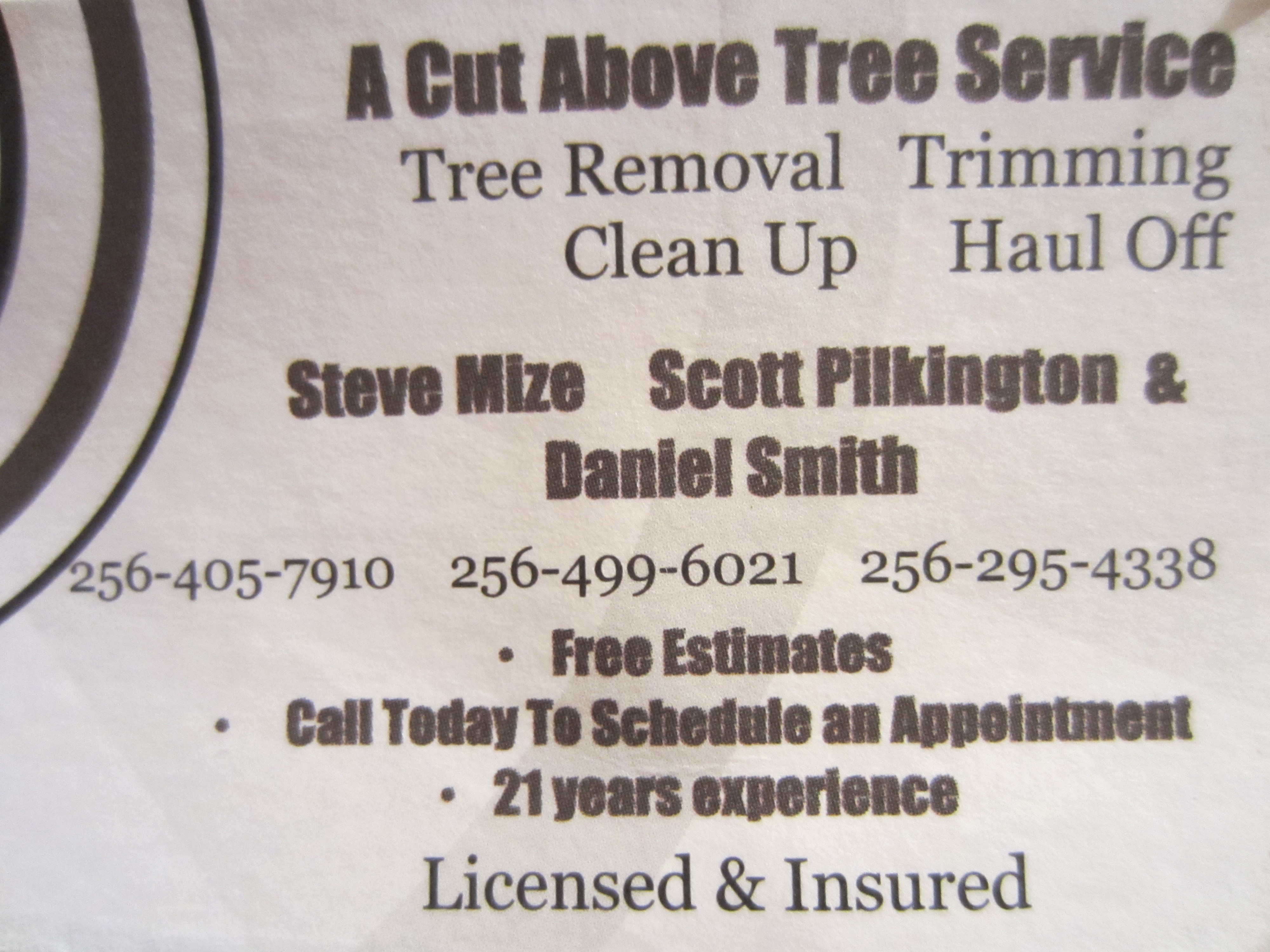 A Cut Above Tree Service logo