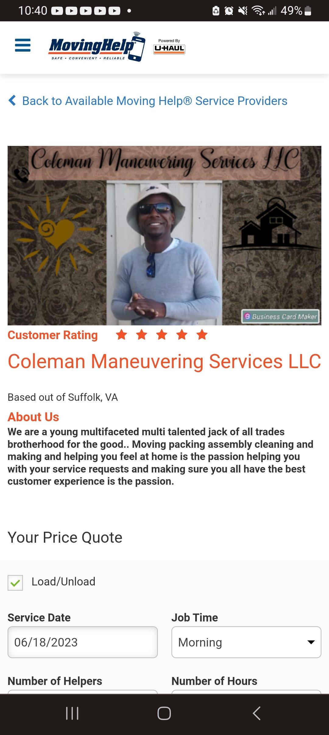 Avatar for Coleman Maneuvering Services LLC 