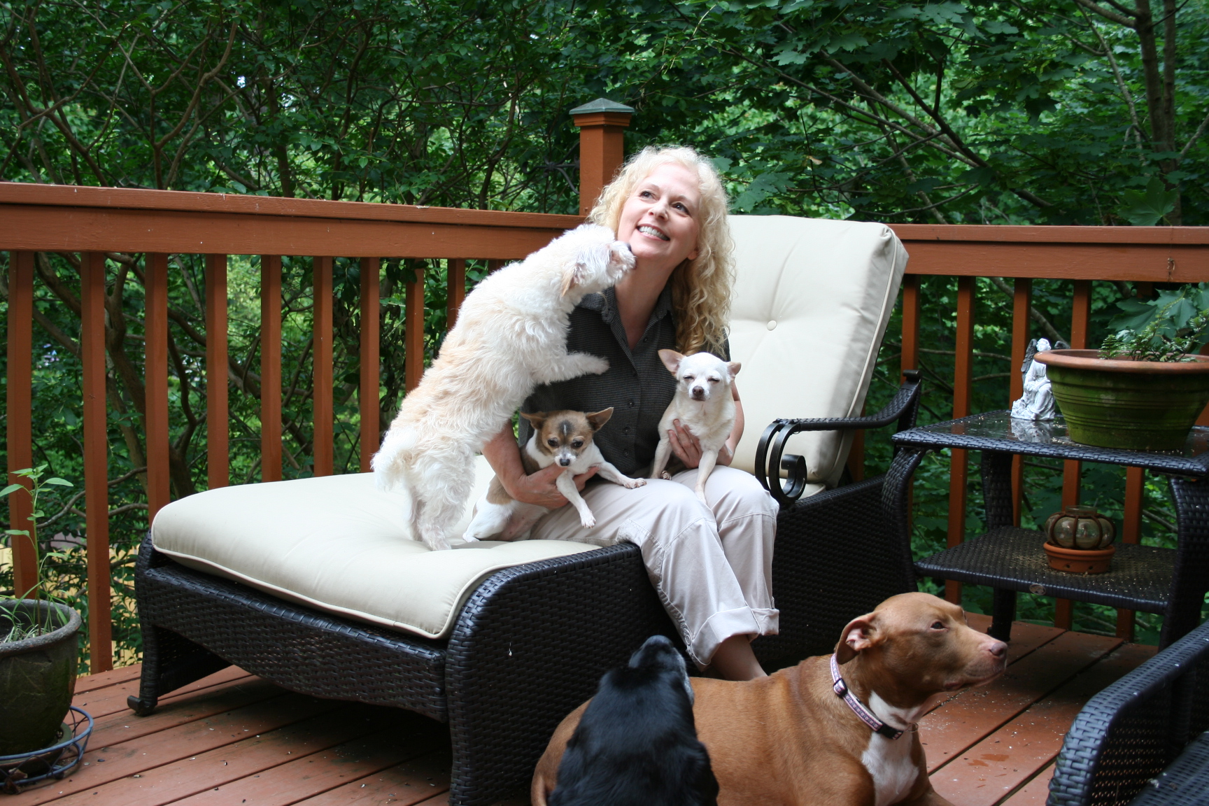 Owner With Some of Her Canine Family