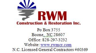 Logo for RWM Construction & Restoration Inc