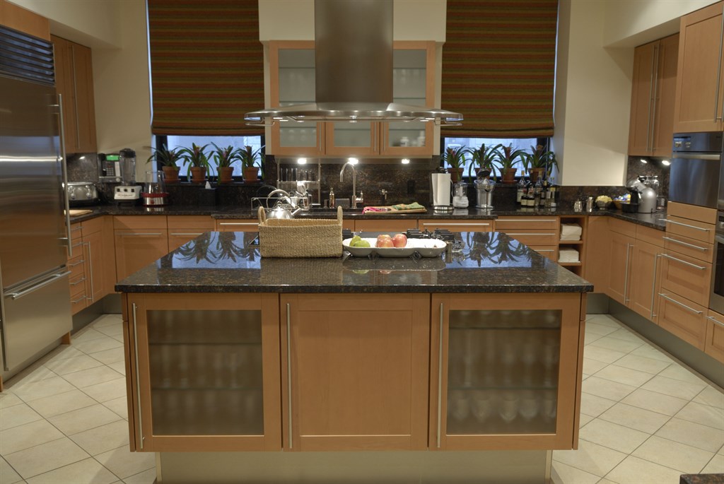 A Countertop with an Island Centerpiece