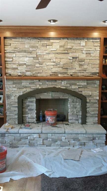 Stone fireplace