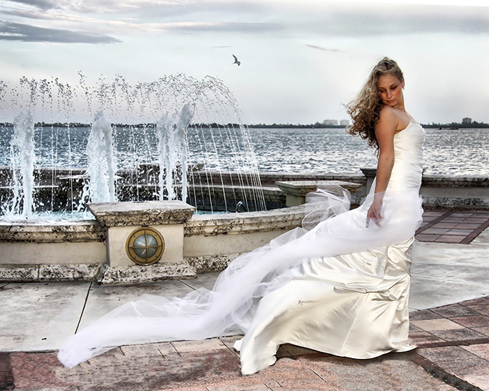 Bride By The Fountain