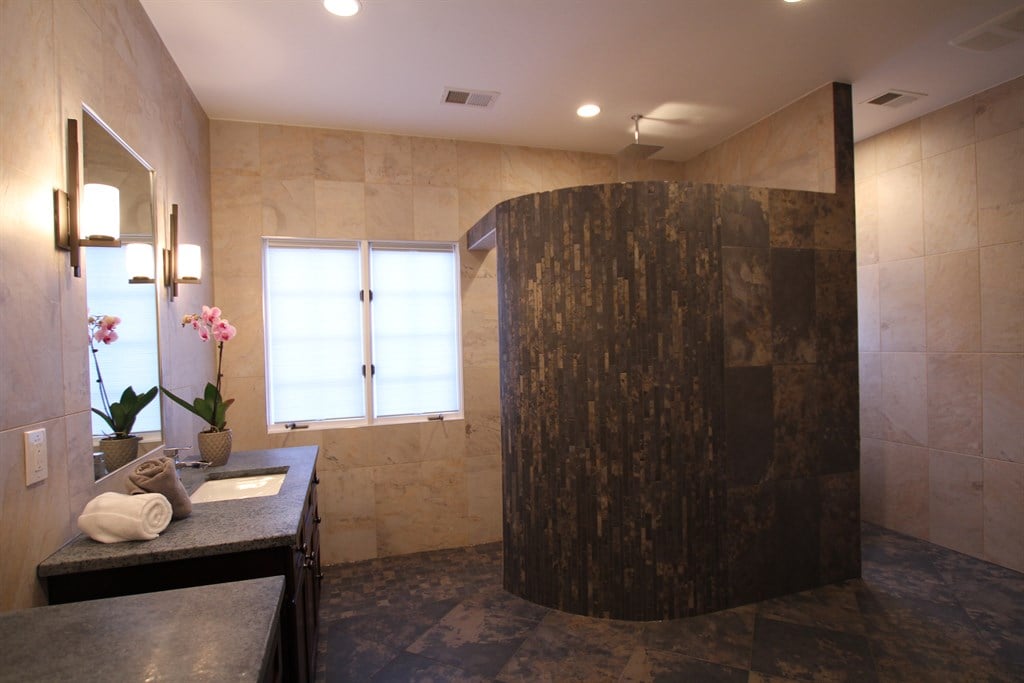 Master Bathroom curved shower area
