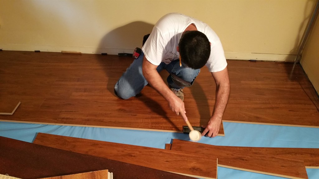 wood flooring install.