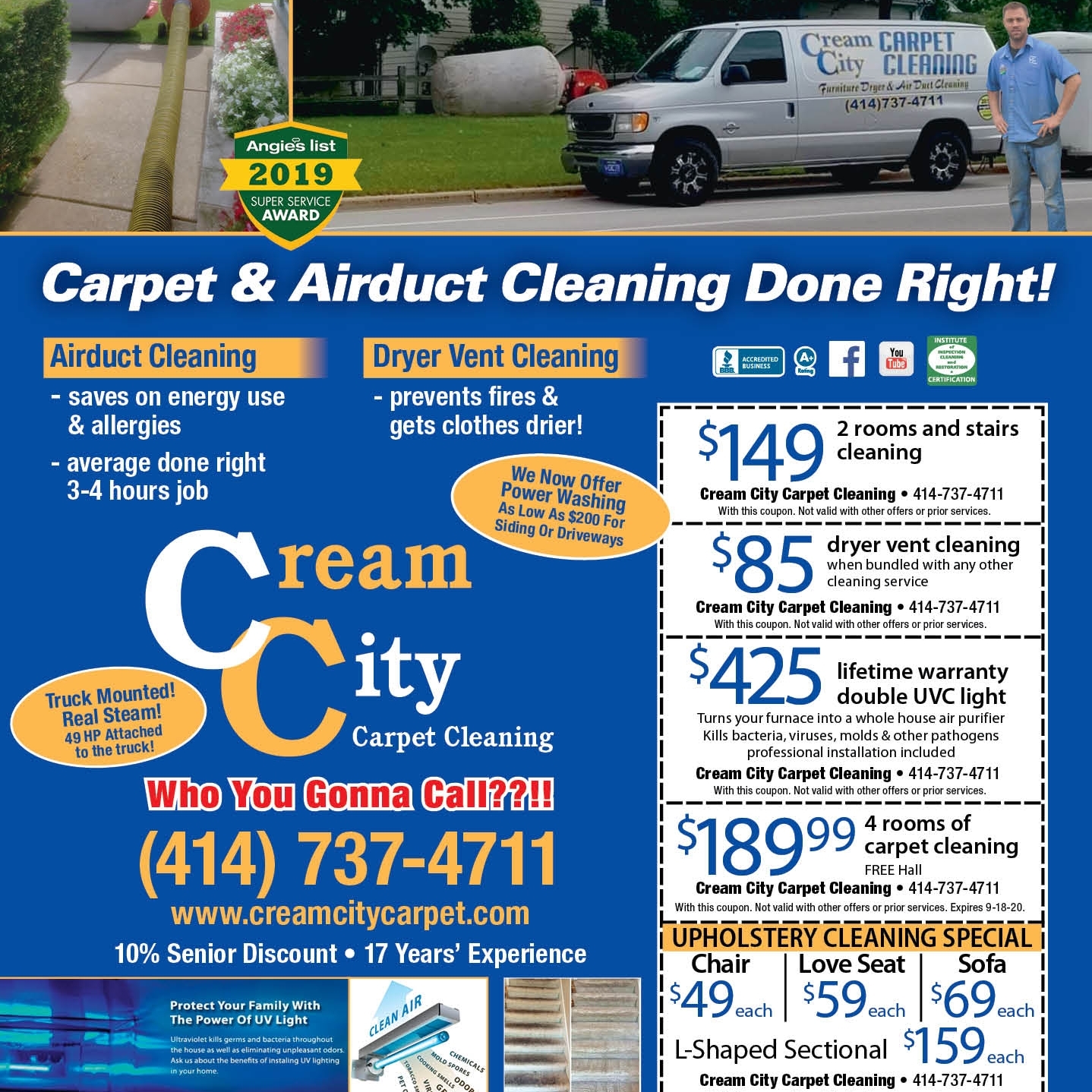 Logo for Cream City Carpet & Air Duct Cleaning