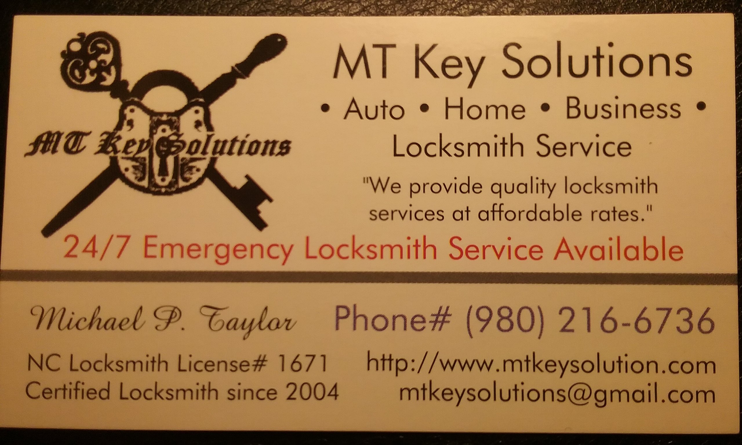 Avatar for MT Key Solutions Certified and NC Licensed Locksmith # 1671